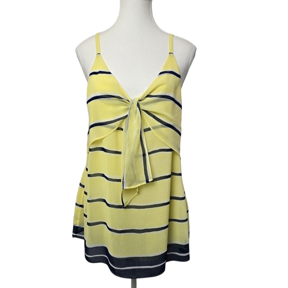 CAbi Yellow & Black Striped Sleeveless Blouse Sz M Lightweight Casual Feminine